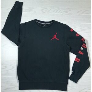 Nike Air Jordan Jumpman Crew Neck Sweatshirt  Men Medium Black Red Sleeve Logo